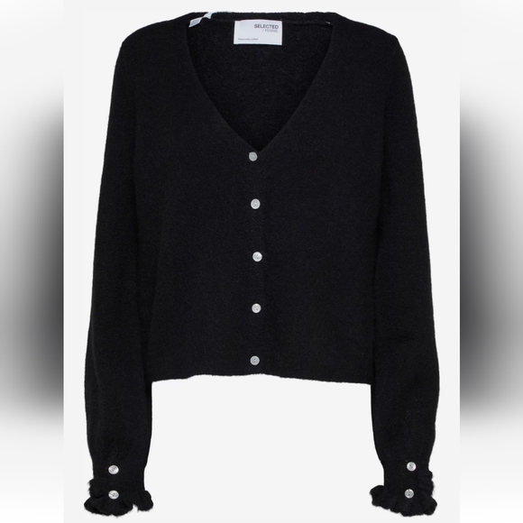 Selected Femme Curve Knit Cardigan 'Juma' Black Size Large (Wool & Alpaca) - Picture 6 of 16